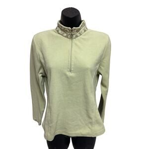 Odlo Women's Long Sleeve Green Fleece Pullover - 1/2 Zip Size Small